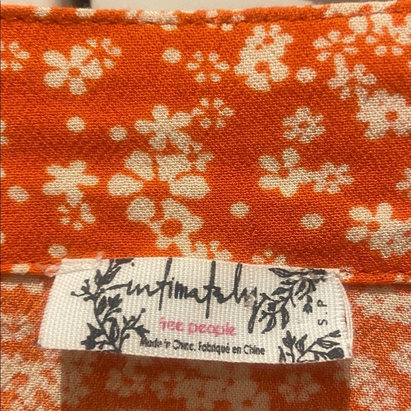 Free People Ditsy Orange Floral Wide Tiered Bell Sleeve Bodysuit - Picture 5 of 11